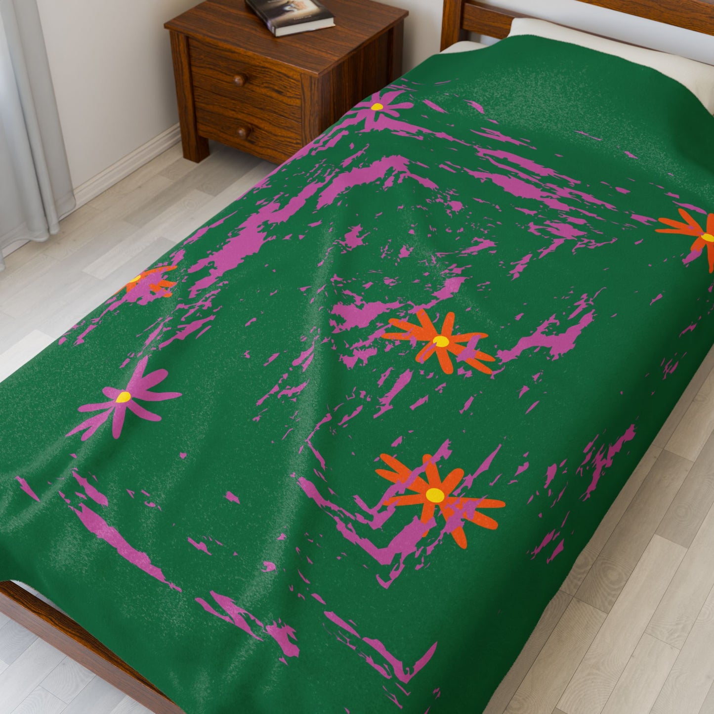 Flower Velveteen Plush Blankets — Jungle Blankets for Bedrooms, Living Rooms, Whimsical Decor