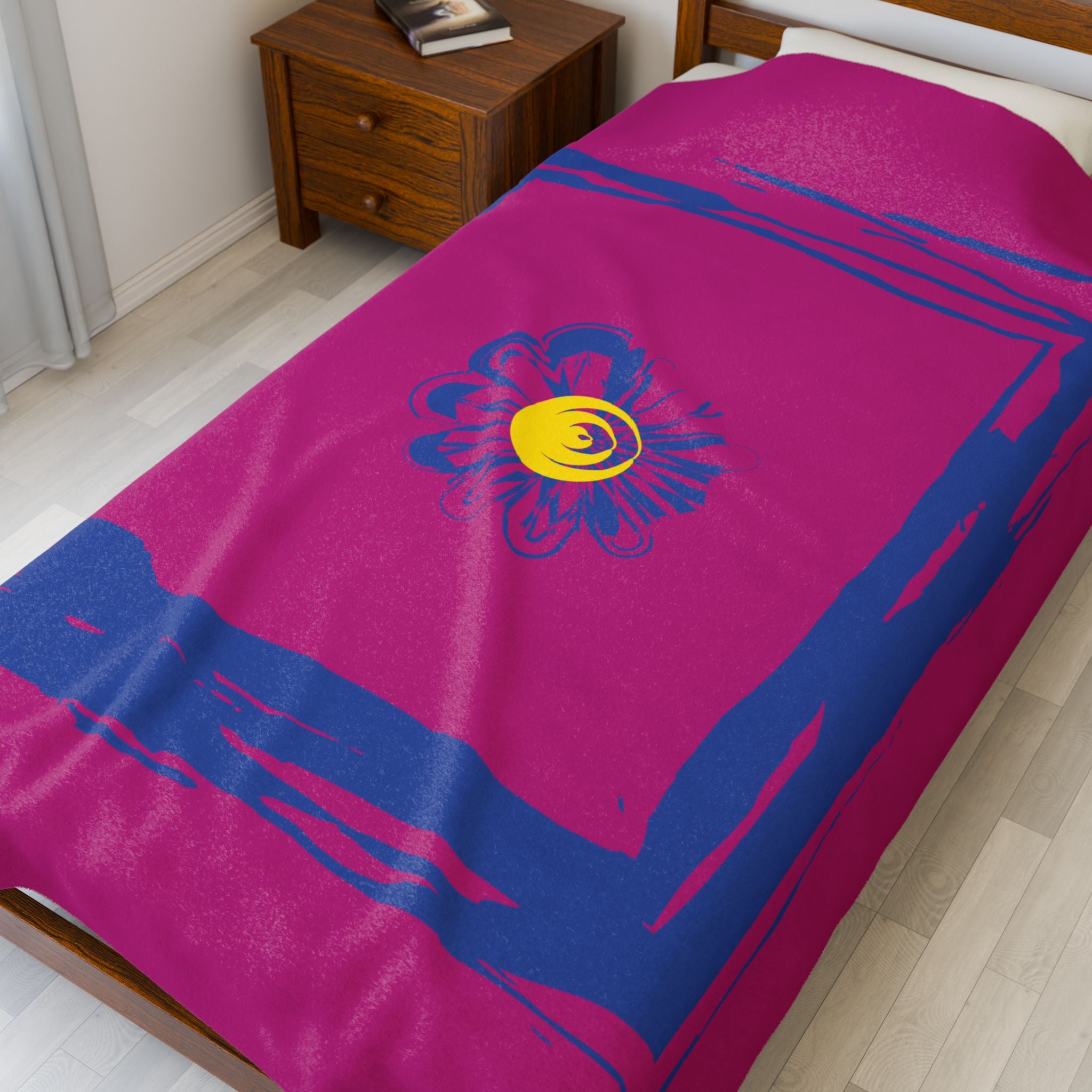 Flower Velveteen Plush Blankets — Jungle Blankets for Bedrooms, Living Rooms, Whimsical Decor