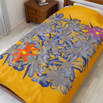 Flower Velveteen Plush Blankets — Jungle Blankets for Bedrooms, Living Rooms, Whimsical Decor