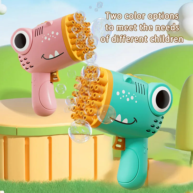 40 Hole Dinosaur Bubble Handheld Bubble Machine, Electric Bubble Gun