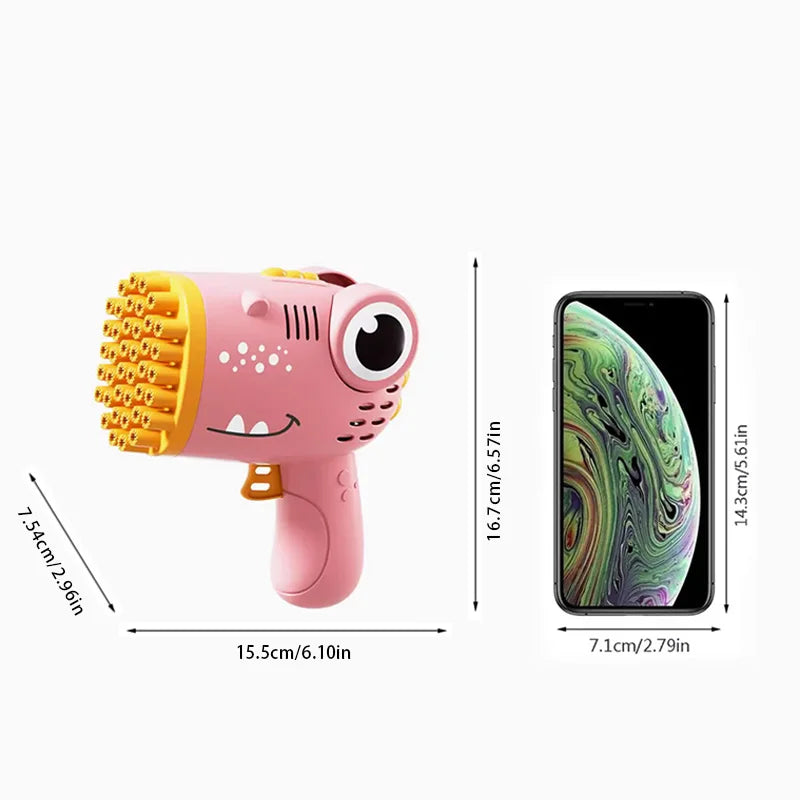40 Hole Dinosaur Bubble Handheld Bubble Machine, Electric Bubble Gun