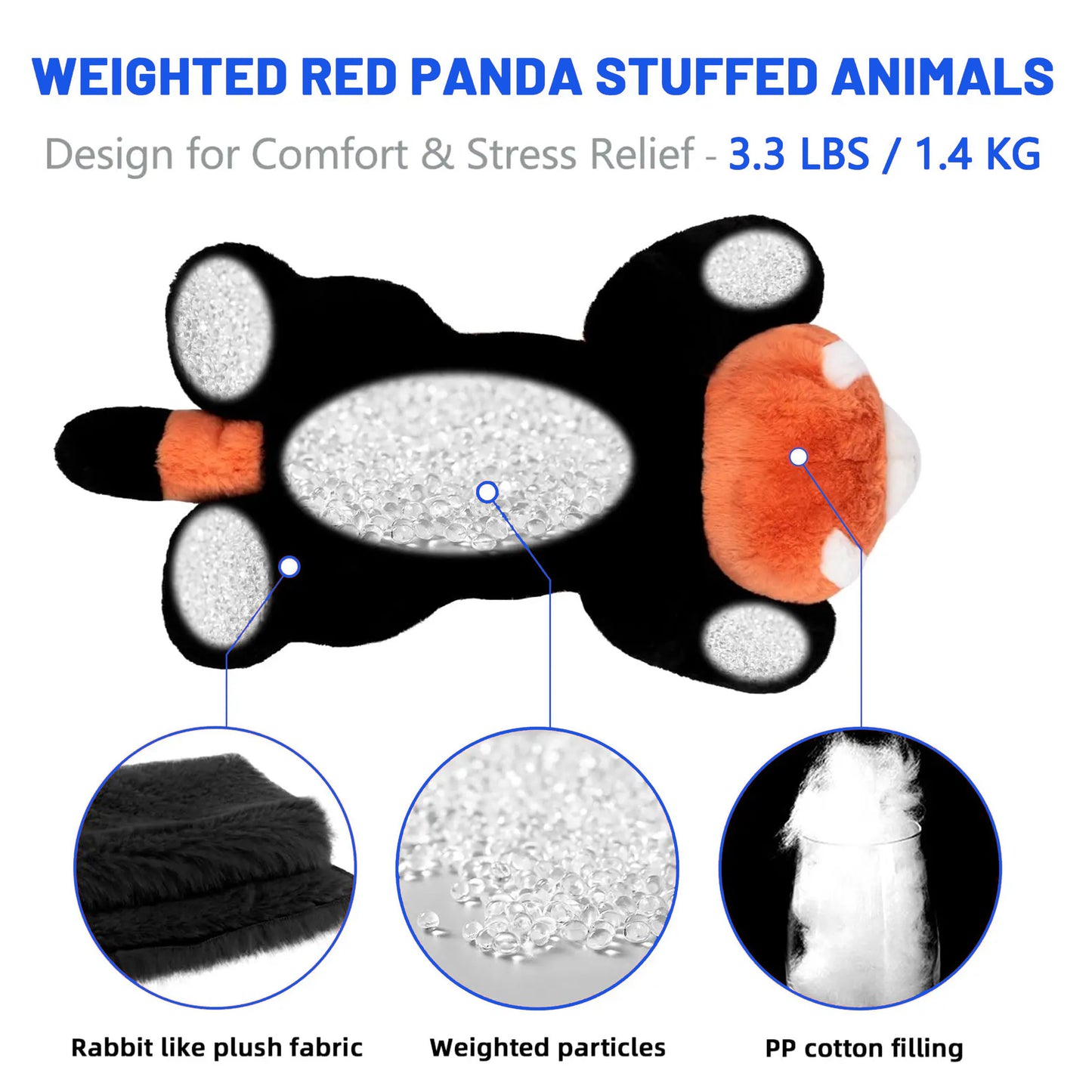 High Quality 3.3 lb Weighted Red Panda / Kitty Plush for Adult Gifts